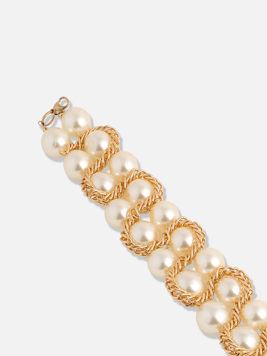 The Swirl-Chain Pearl Collar Necklace - Pearl White