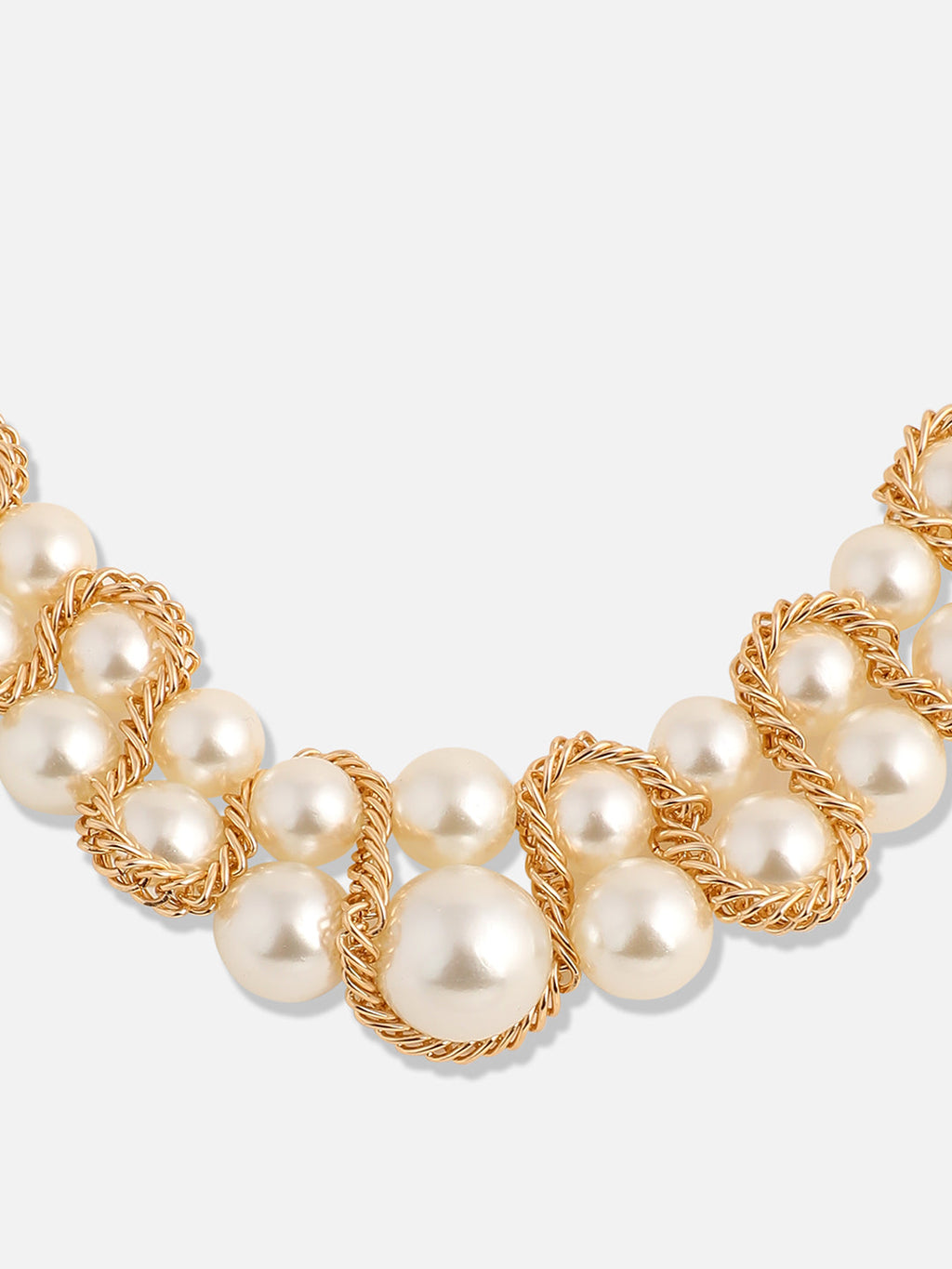 The Swirl-Chain Pearl Collar Necklace - Pearl White