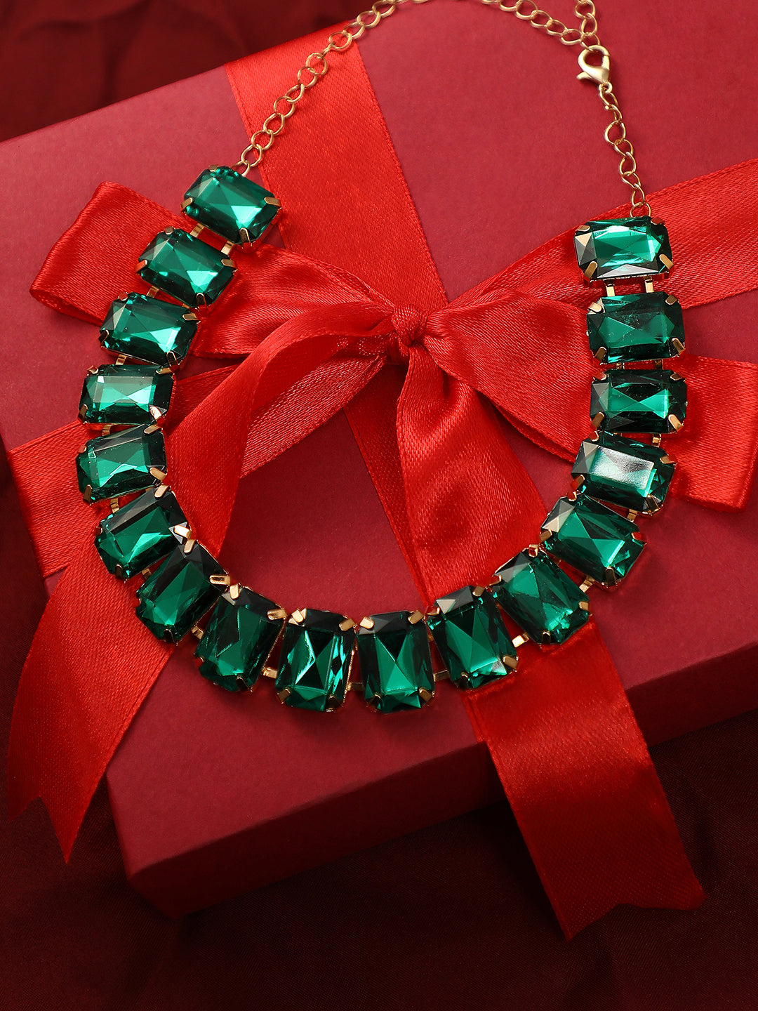Women's Viridian-Cristal Collar Necklace - Emerald Green