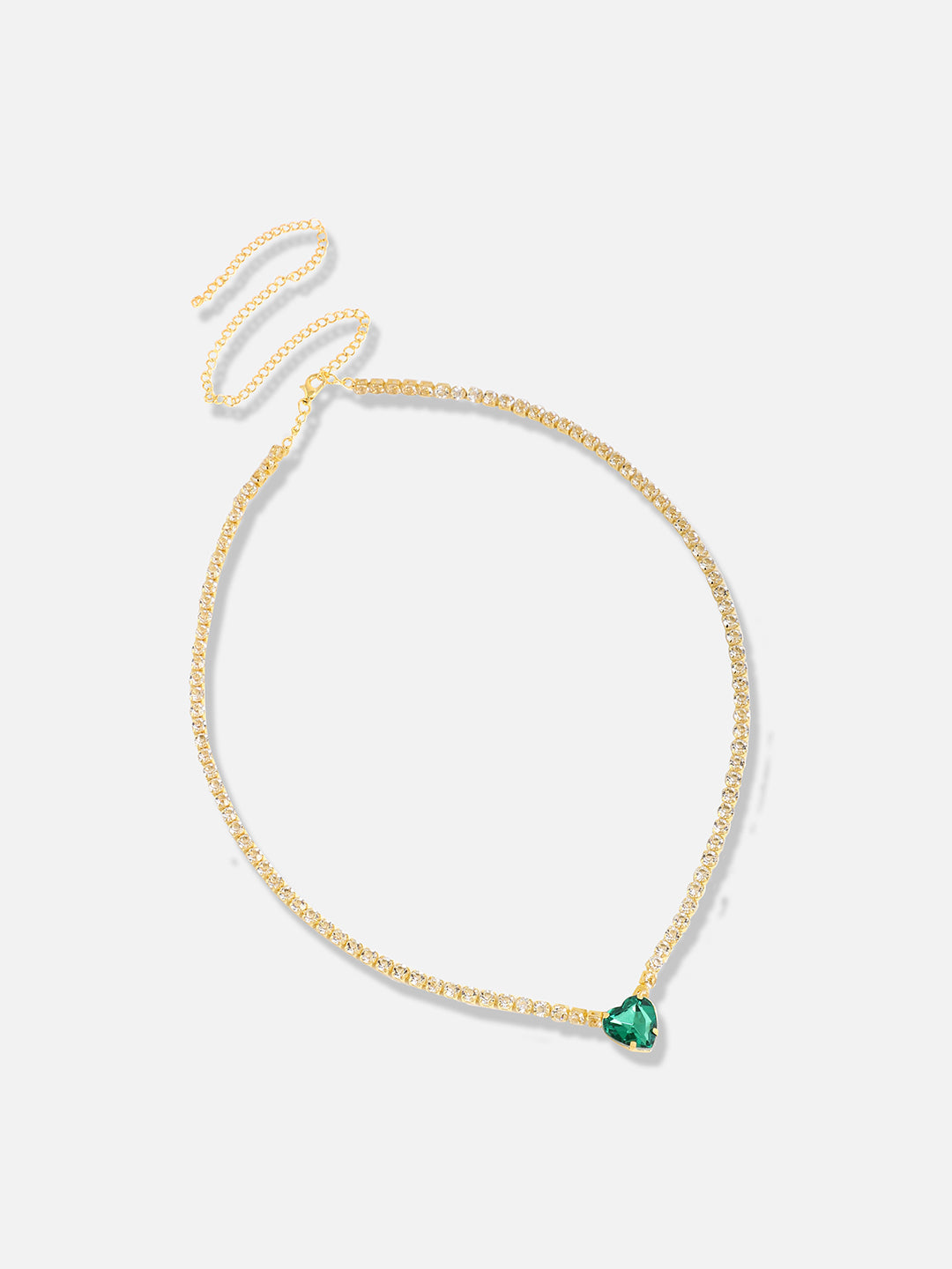 Women's Cristal-Coeur Collar Necklace - Emerald Green