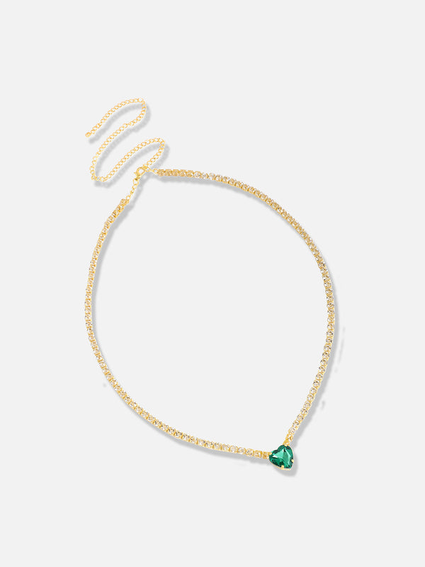 Women's Cristal-Coeur Collar Necklace - Emerald Green