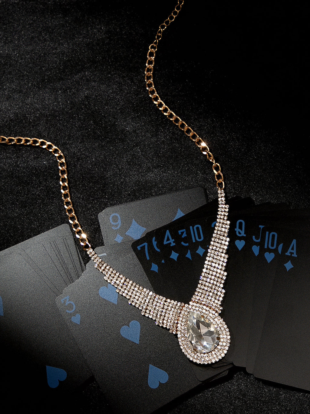 The Teardrop-Bling Statement Necklace - Crystal Silver
