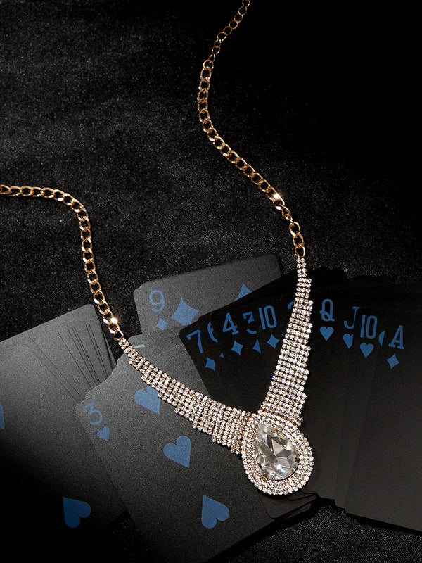 The Teardrop-Bling Statement Necklace - Crystal Silver