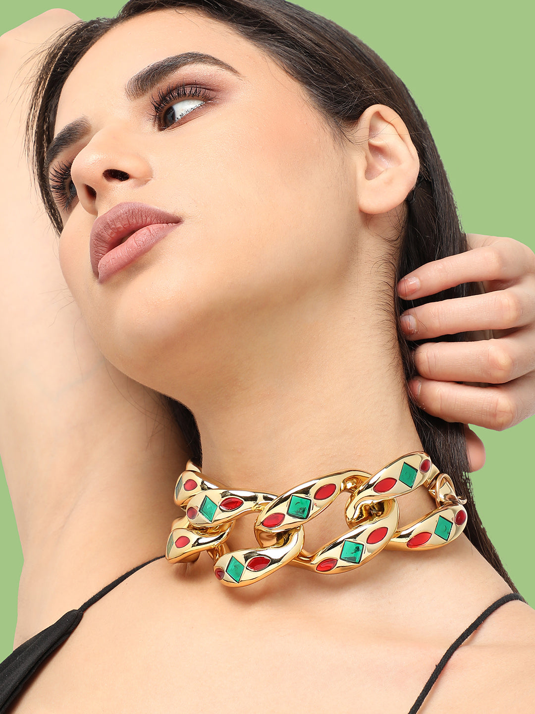 Women's Chunky-Enamel Chain Necklace - California Gold