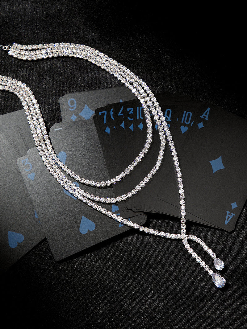 The Twisted-Bling Mult-Layer Necklace - Crystal Silver
