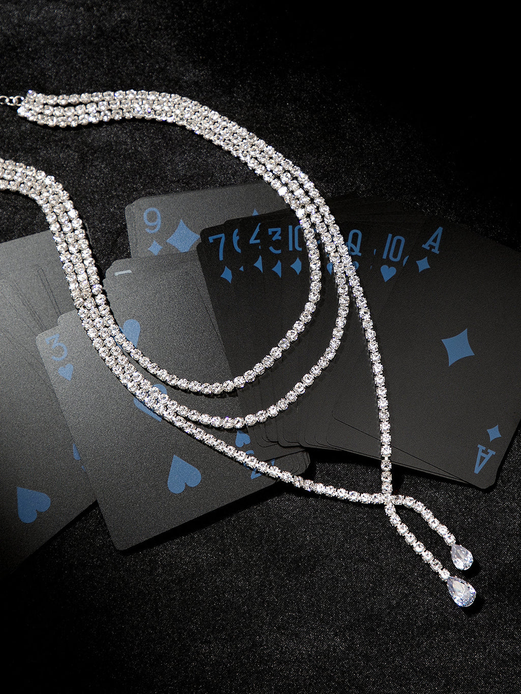 The Twisted-Bling Mult-Layer Necklace - Crystal Silver