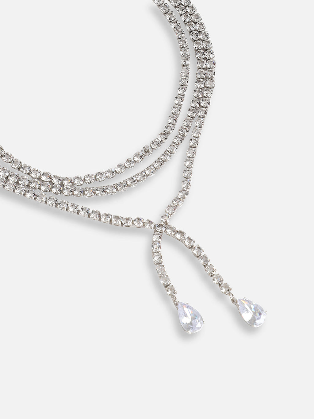 The Twisted-Bling Mult-Layer Necklace - Crystal Silver
