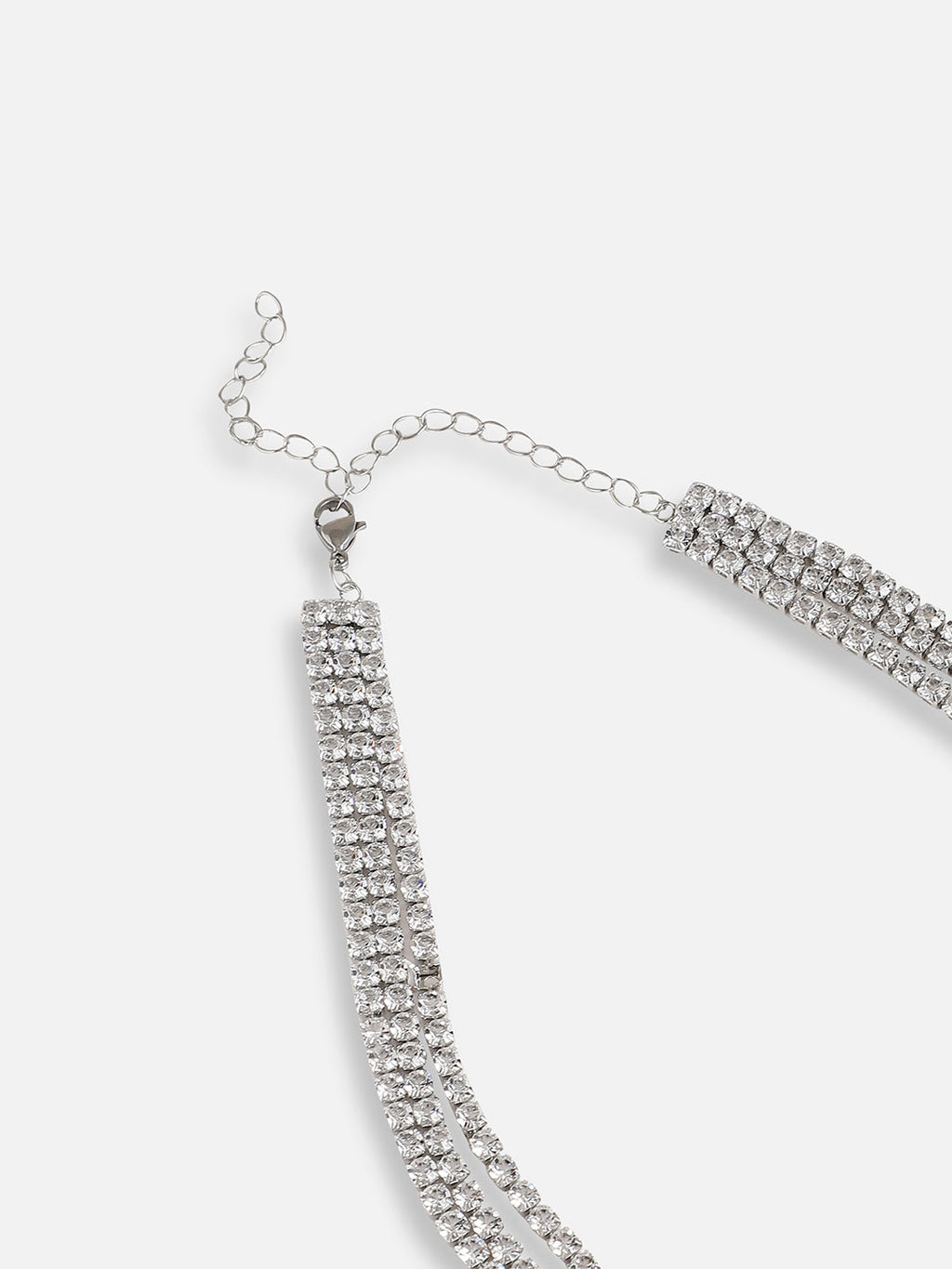 The Twisted-Bling Mult-Layer Necklace - Crystal Silver
