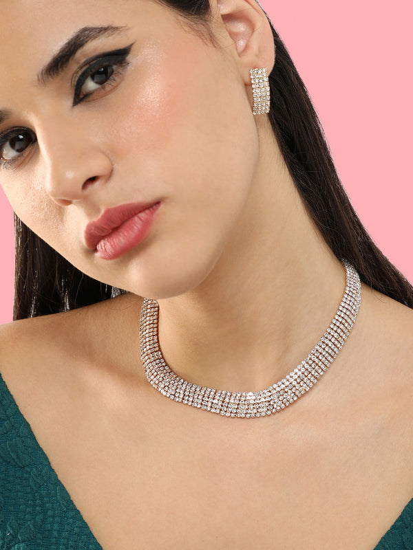 The Cluster-Bling Jewellery Set - Crystal Silver