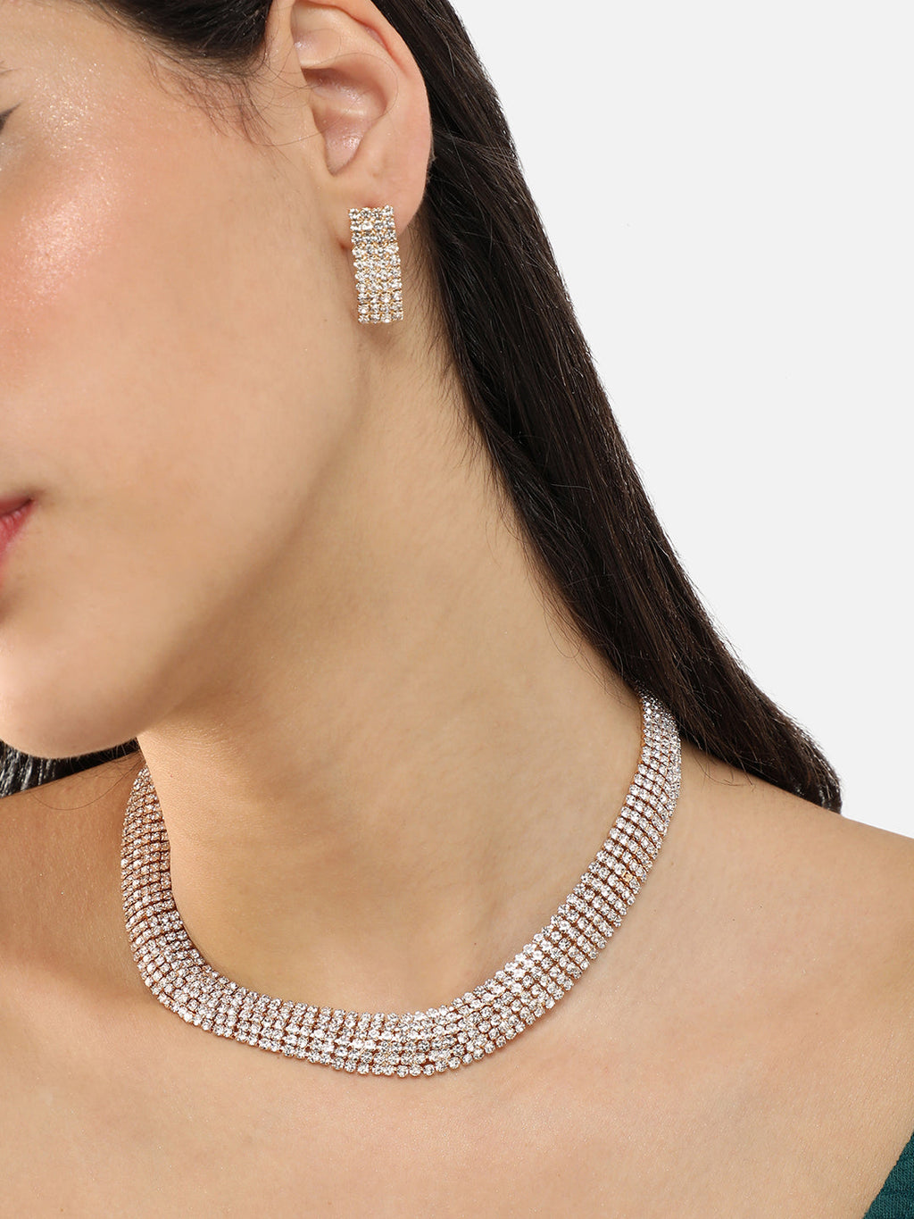 The Cluster-Bling Jewellery Set - Crystal Silver