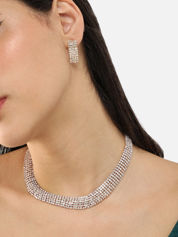 The Cluster-Bling Jewellery Set - Crystal Silver