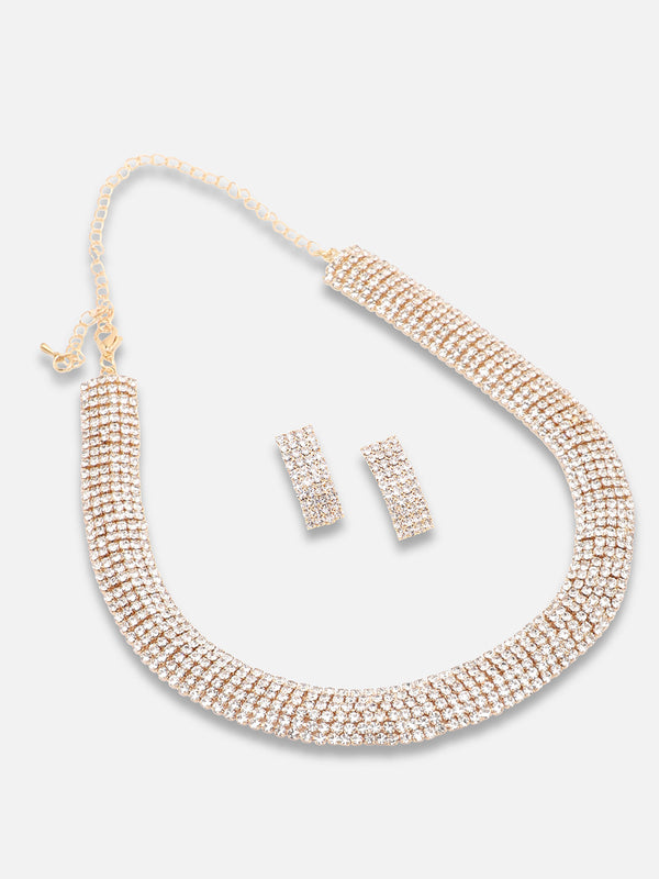 The Cluster-Bling Jewellery Set - Crystal Silver