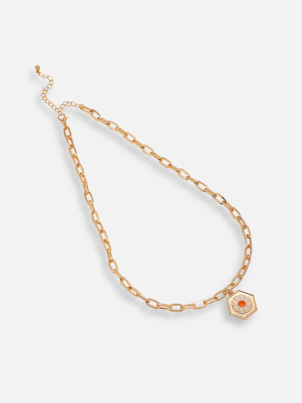 The Flora-Pendant Chain Necklace - California Gold