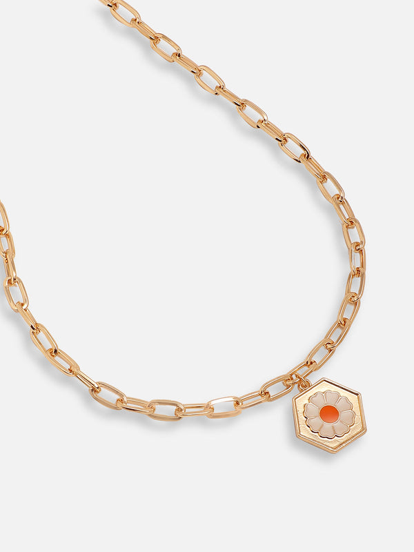 The Flora-Pendant Chain Necklace - California Gold