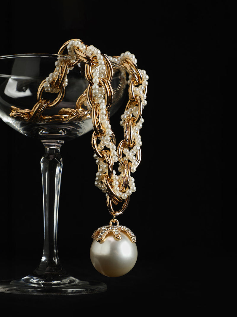 The Twisted Pearl-Drop Chain Necklace - Pearl White