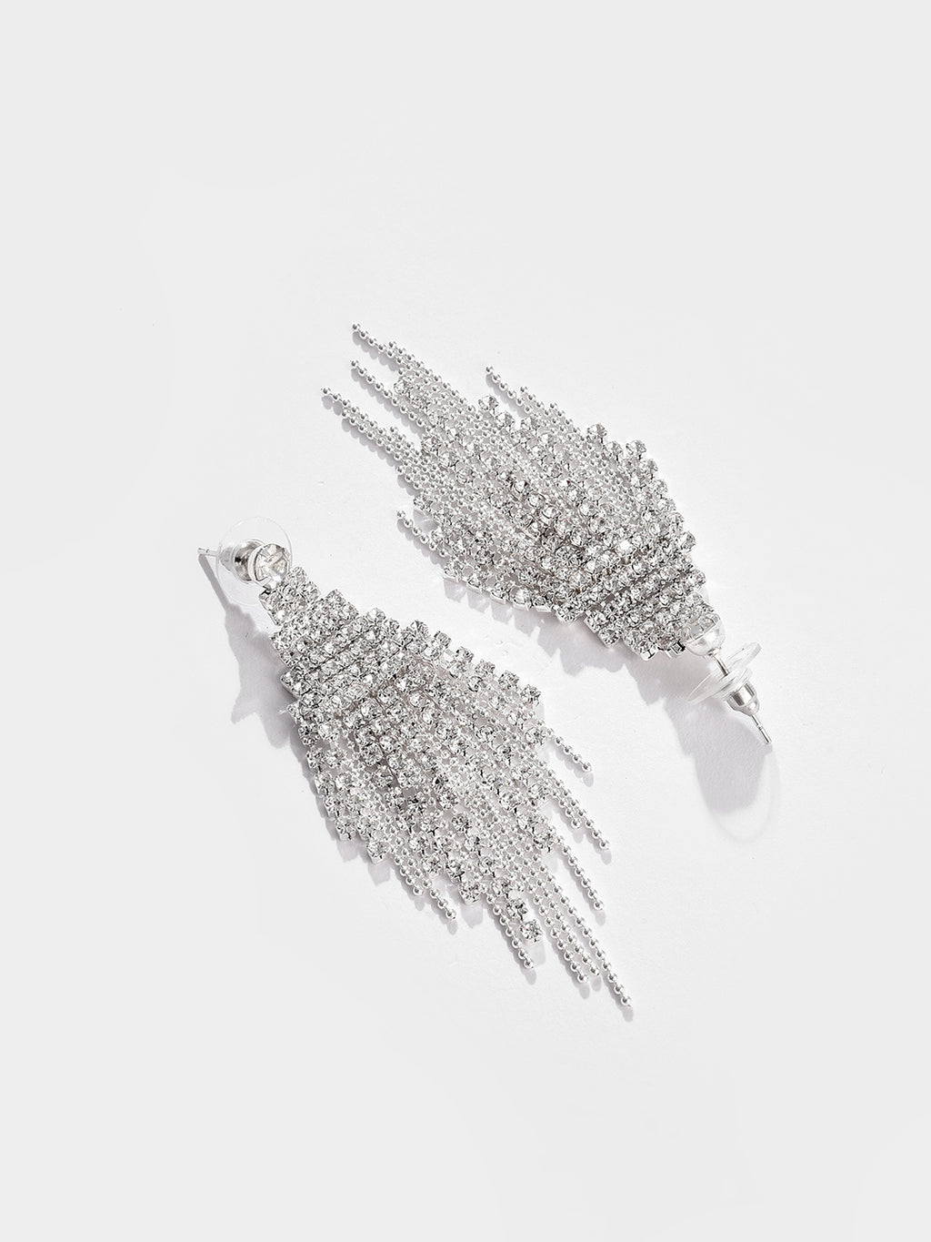 The Veil-Bling Drop Earrings - Crystal Silver