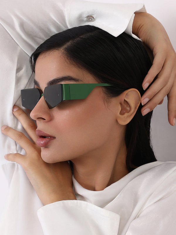 The Electra Shield Sunglass - Jungle Green