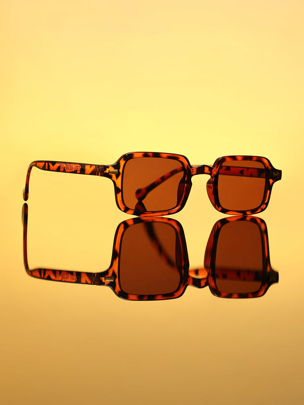 The Sonic Rectangular Sunglass - Coffee Brown