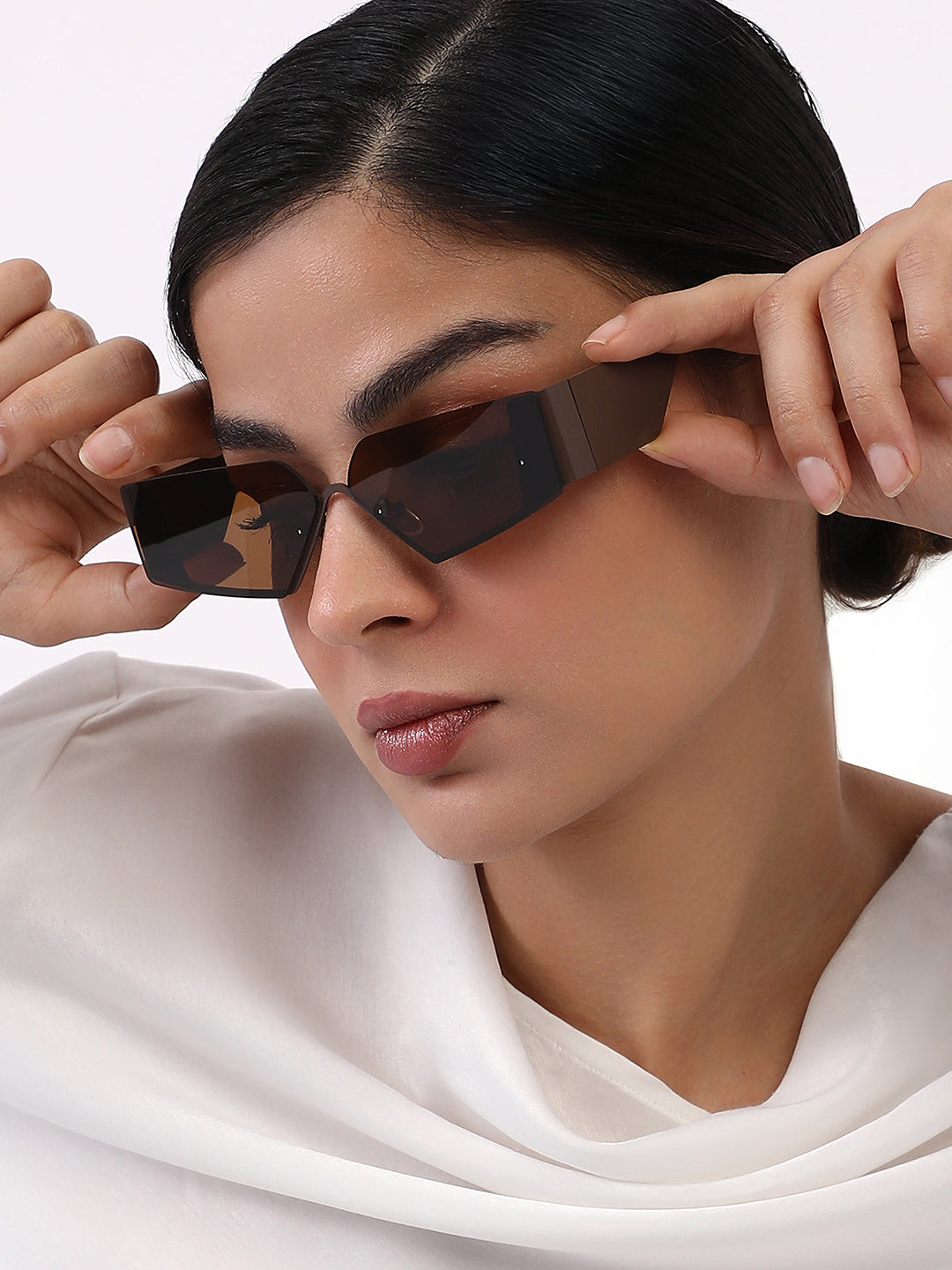 The Electra Shield Sunglass - Taupe Brown