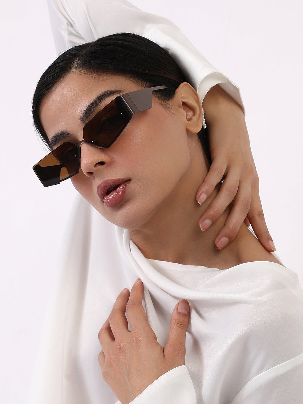 The Electra Shield Sunglass - Taupe Brown