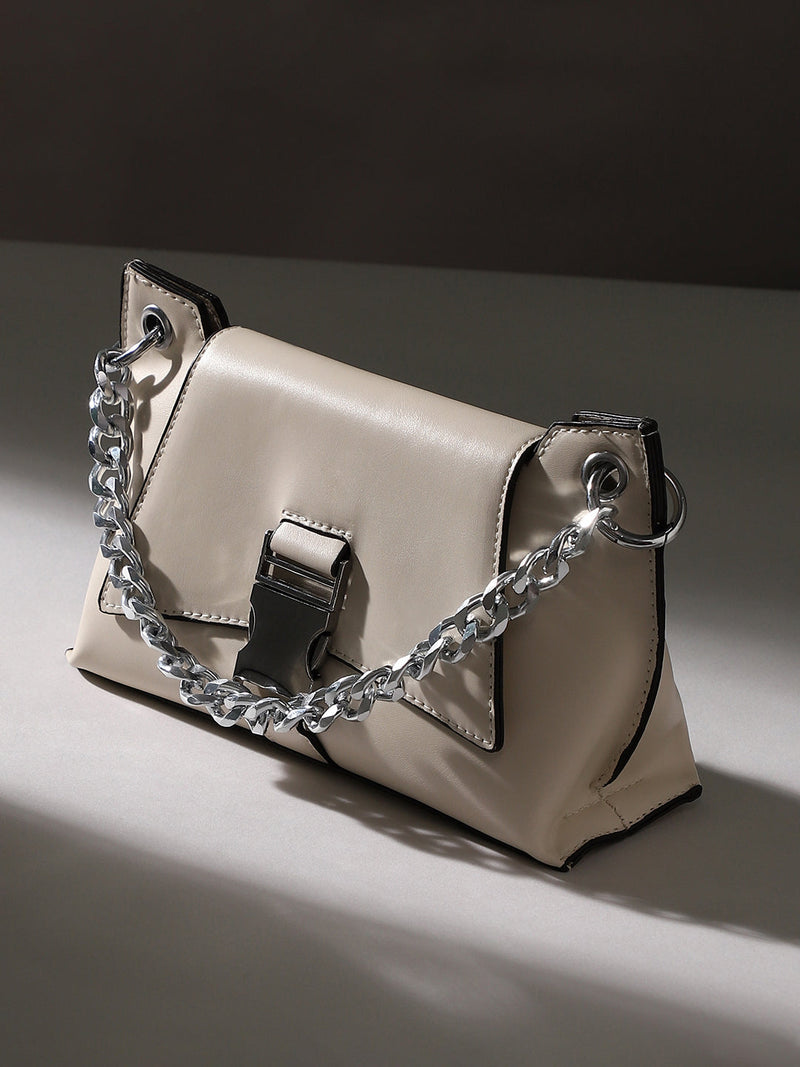 The Indus-Slouch Hand Bag - Cream White