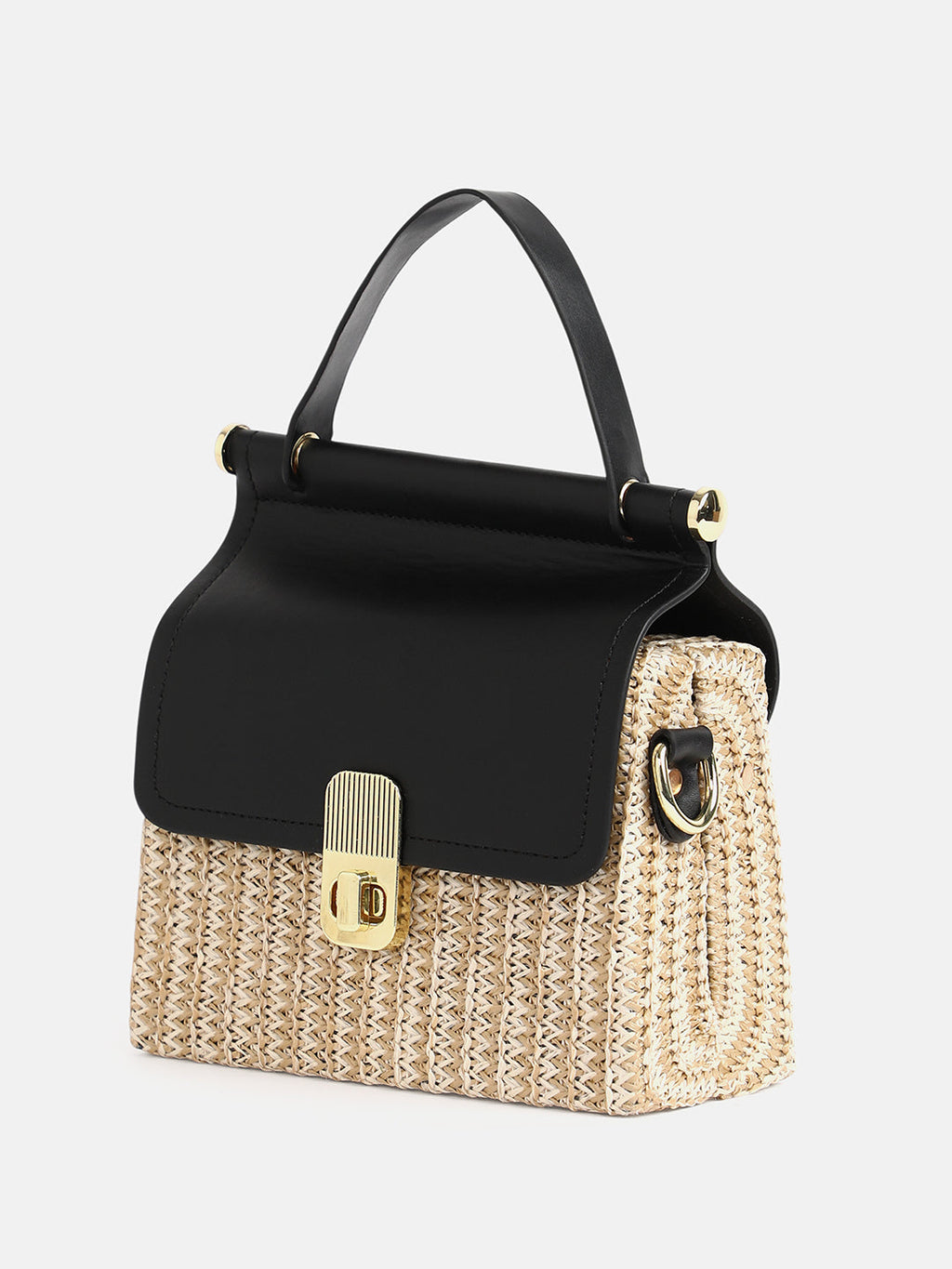 The Small Straw-Médecin Hand Bag - Onyx Black