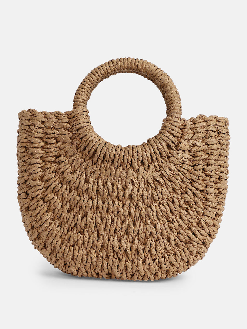 The Bow-Straw Hand Bag - Tan Brown