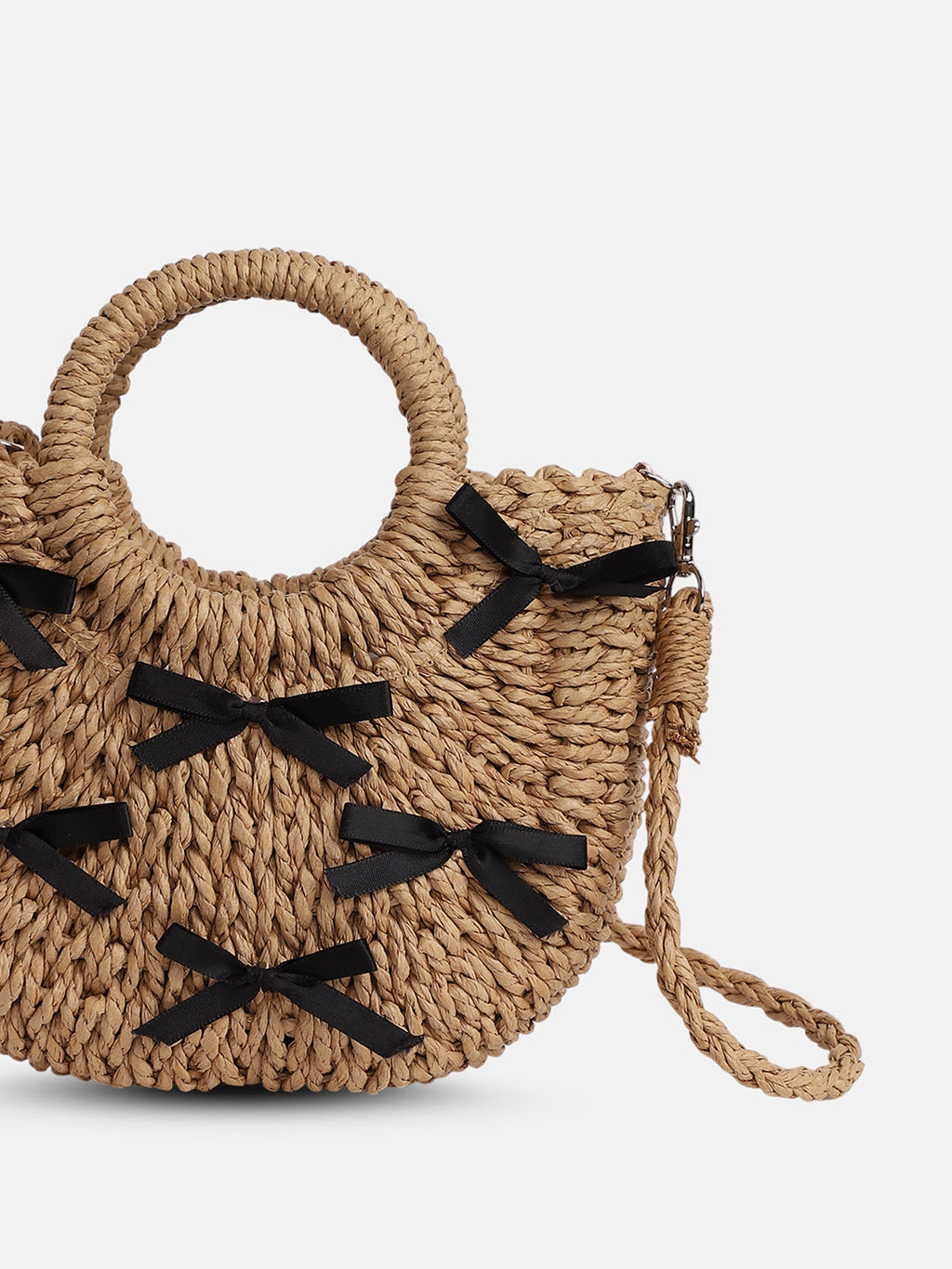 The Bow-Straw Hand Bag - Tan Brown