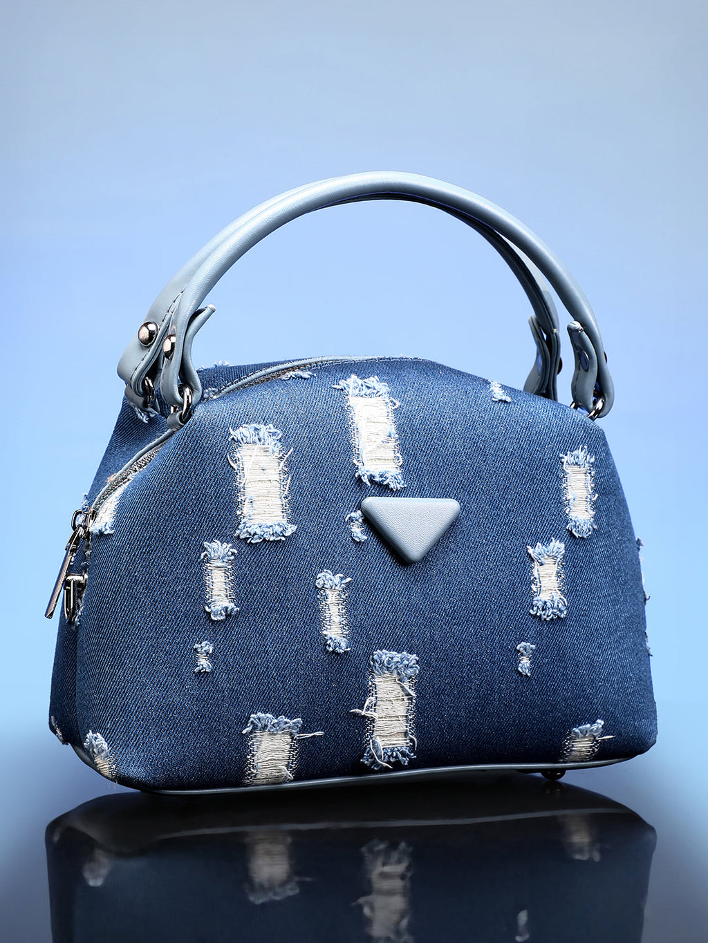The Denim-Curve Hand Bag - Indigo Blue