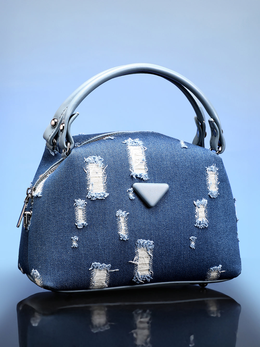 The Denim-Curve Hand Bag - Indigo Blue