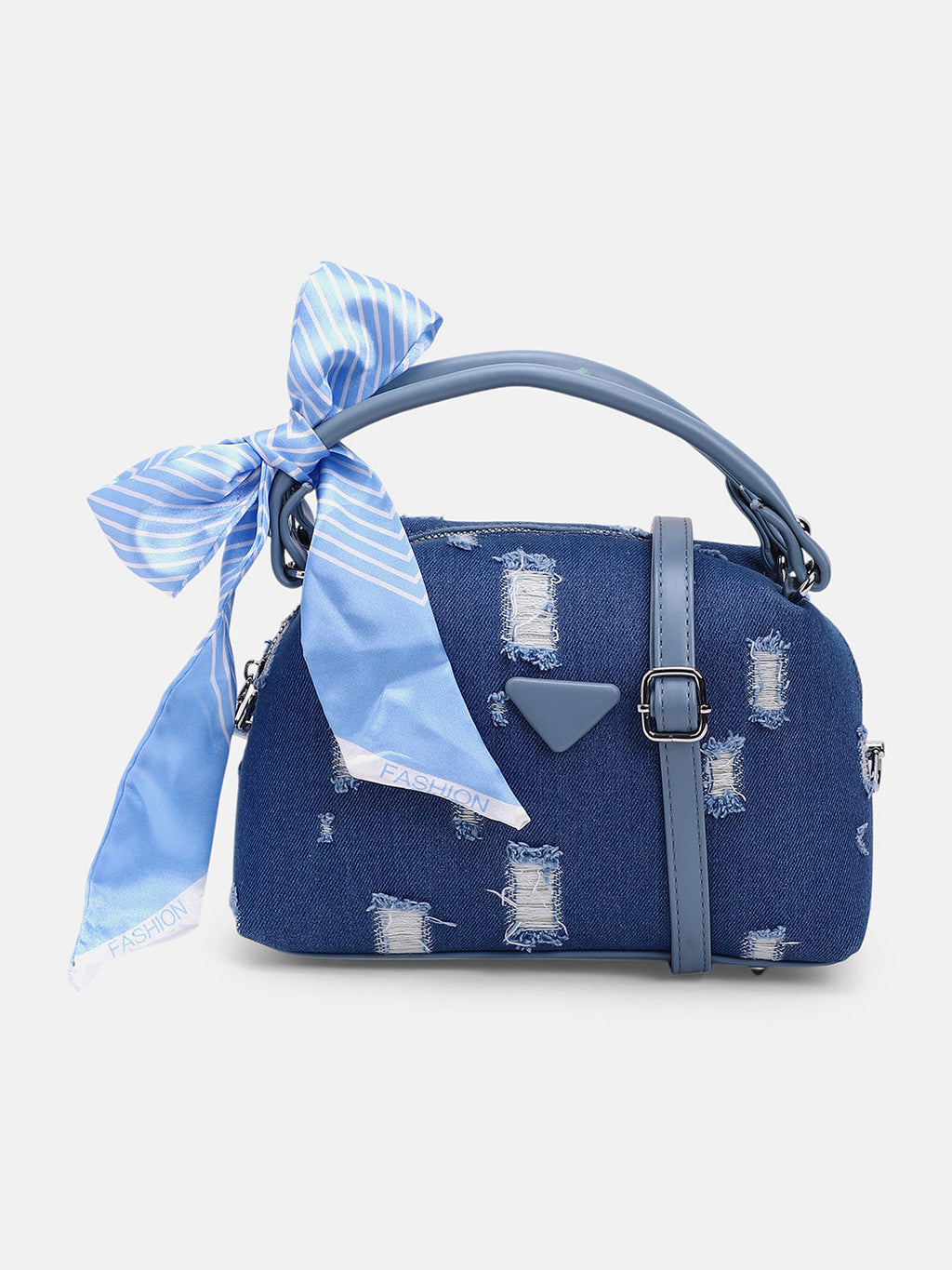 The Denim-Curve Hand Bag - Indigo Blue