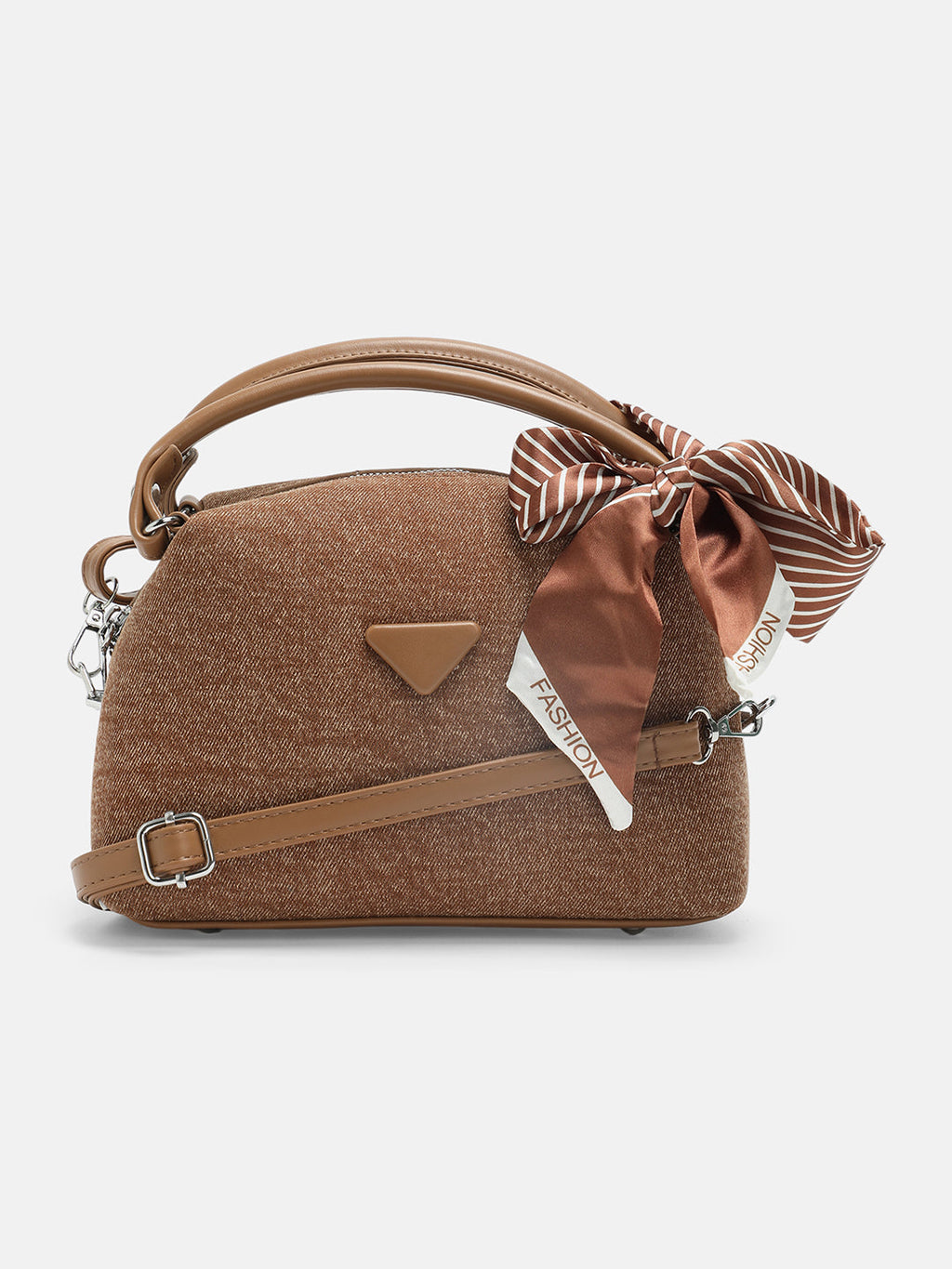 The Denim-Curve Hand Bag - Peanut Brown