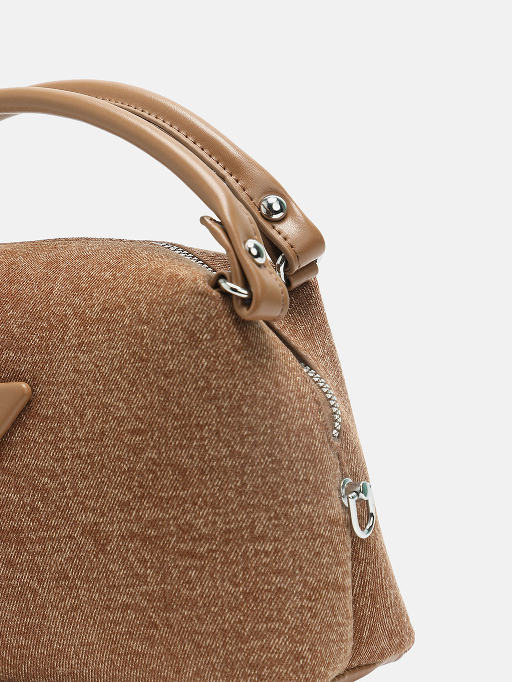 The Denim-Curve Hand Bag - Peanut Brown