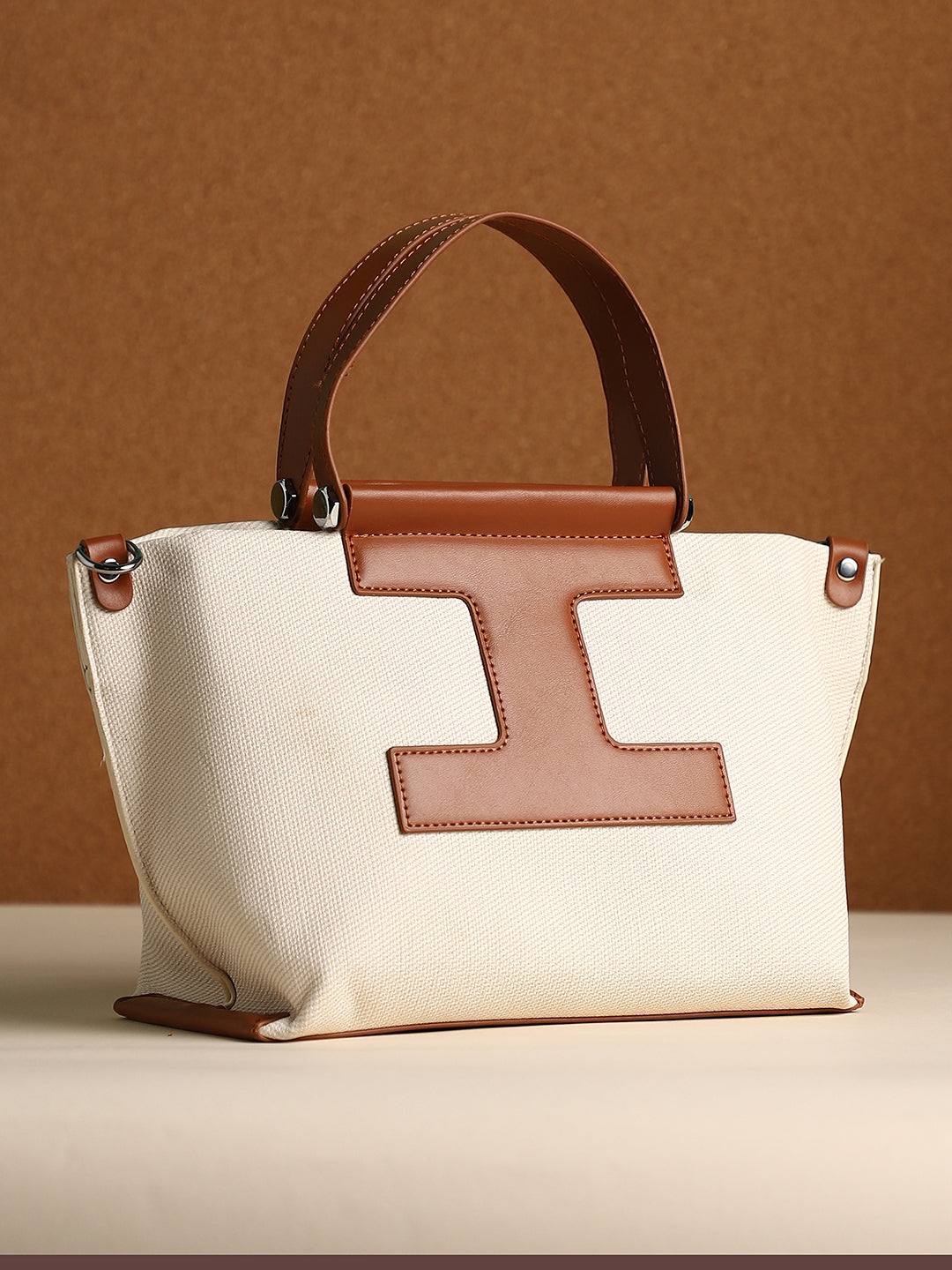 The Riviera-Daze Hand Bag - Russet Brown & Cream White