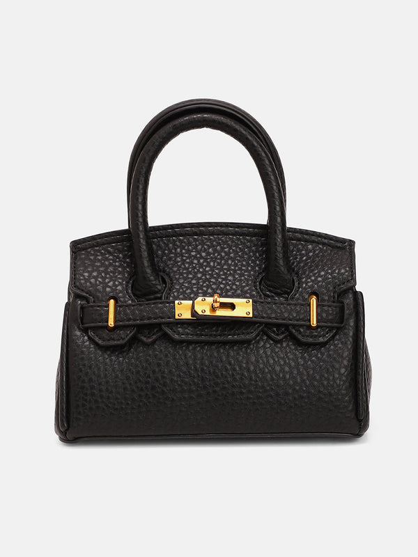The Mini Overlap Satchel Sling Bag With Pouch - Onyx Black