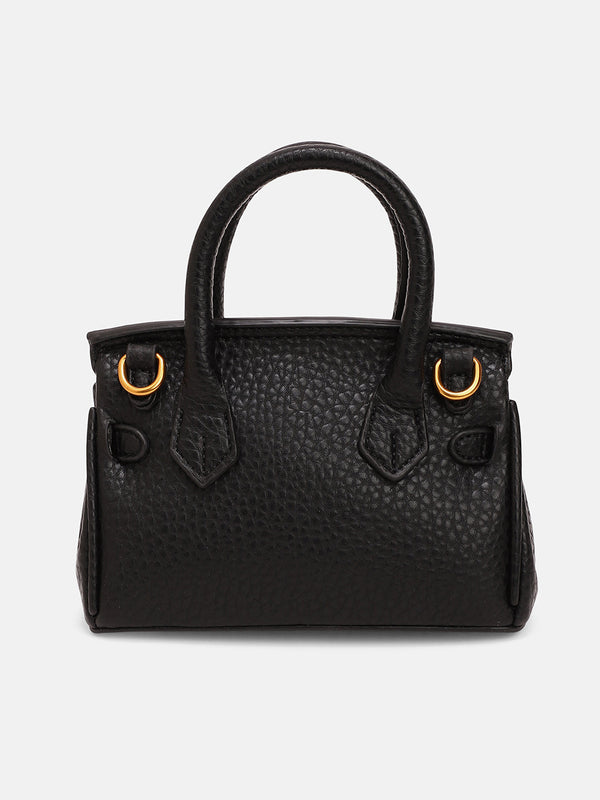 The Mini Overlap Satchel Sling Bag With Pouch - Onyx Black