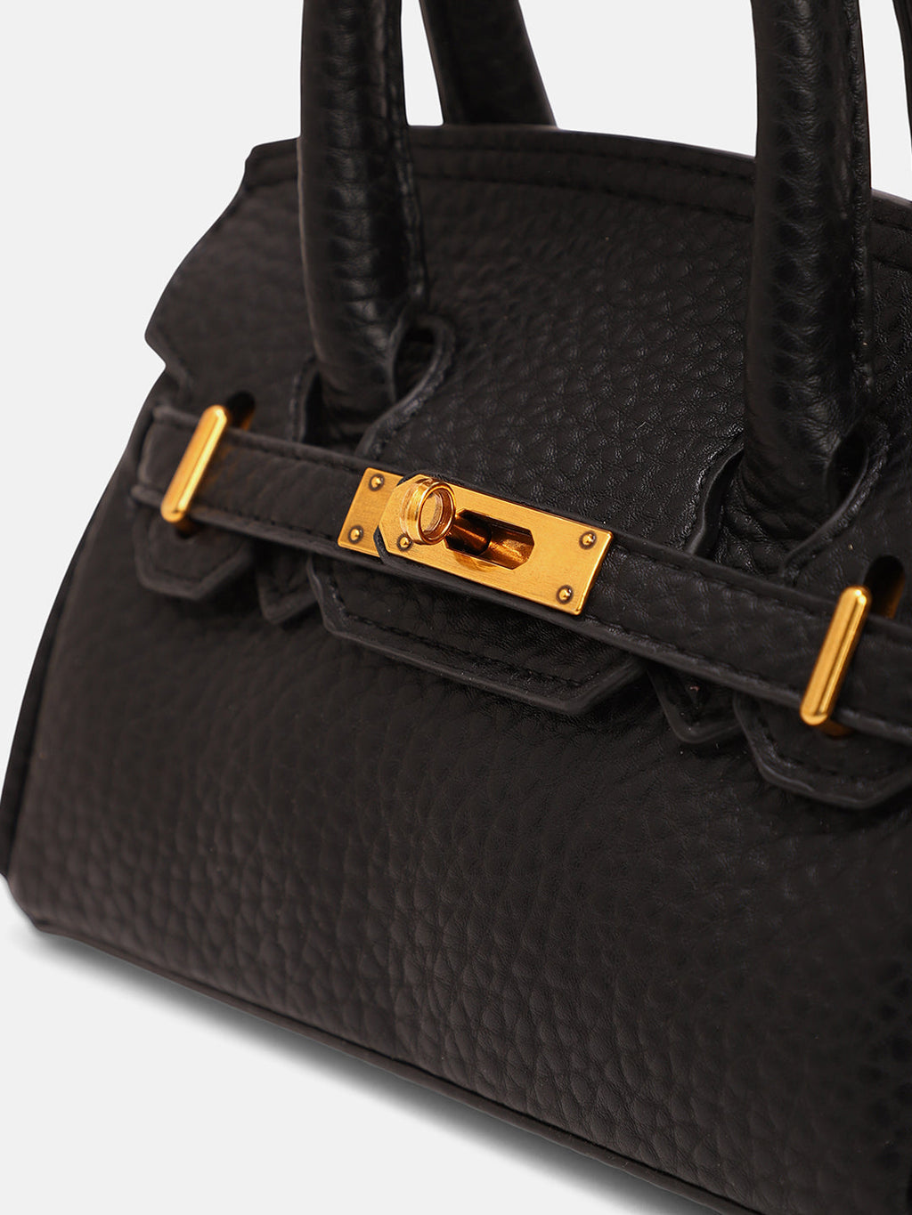 The Mini Overlap Satchel Sling Bag With Pouch - Onyx Black