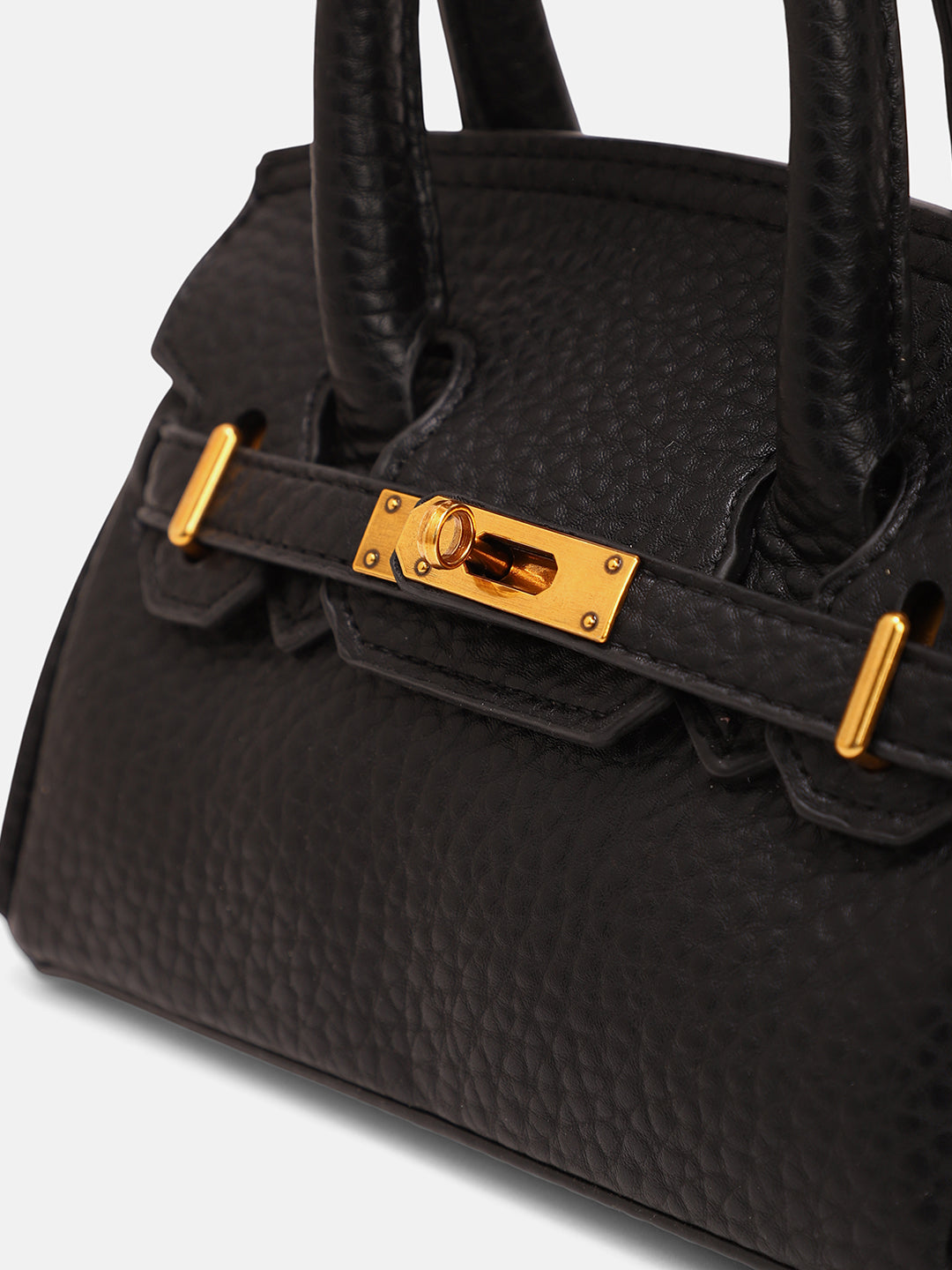 The Mini Overlap Satchel Sling Bag With Pouch - Onyx Black