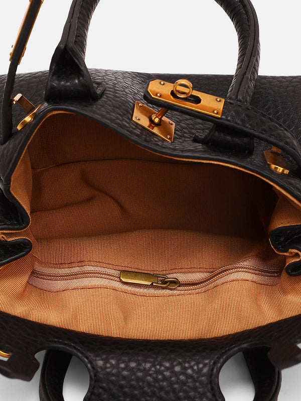 The Mini Overlap Satchel Sling Bag With Pouch - Onyx Black