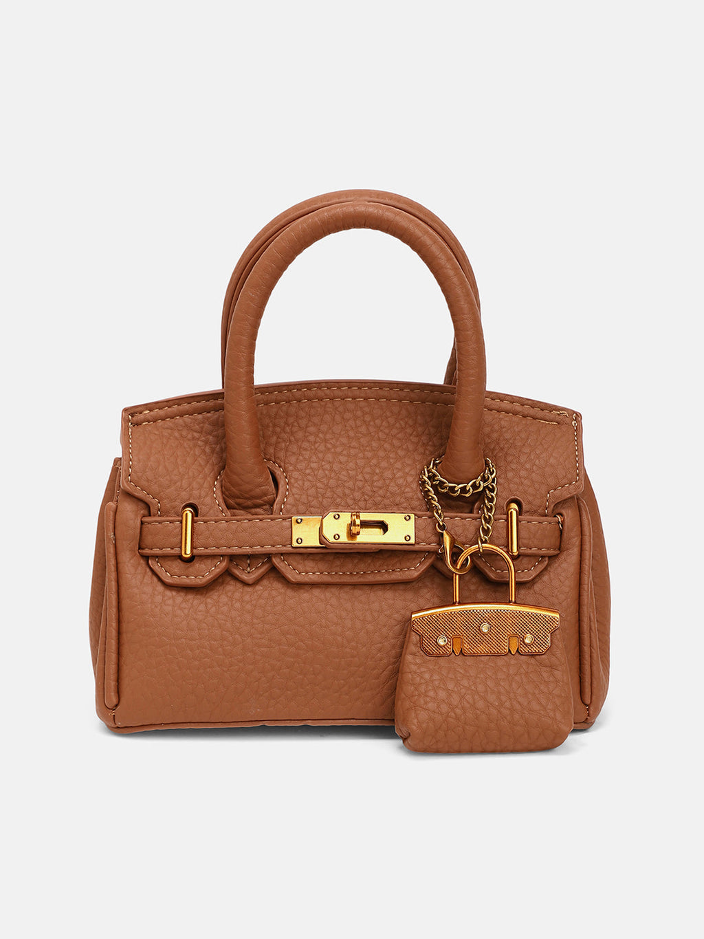 The Mini Overlap Satchel Sling Bag With Pouch - Mocha Brown