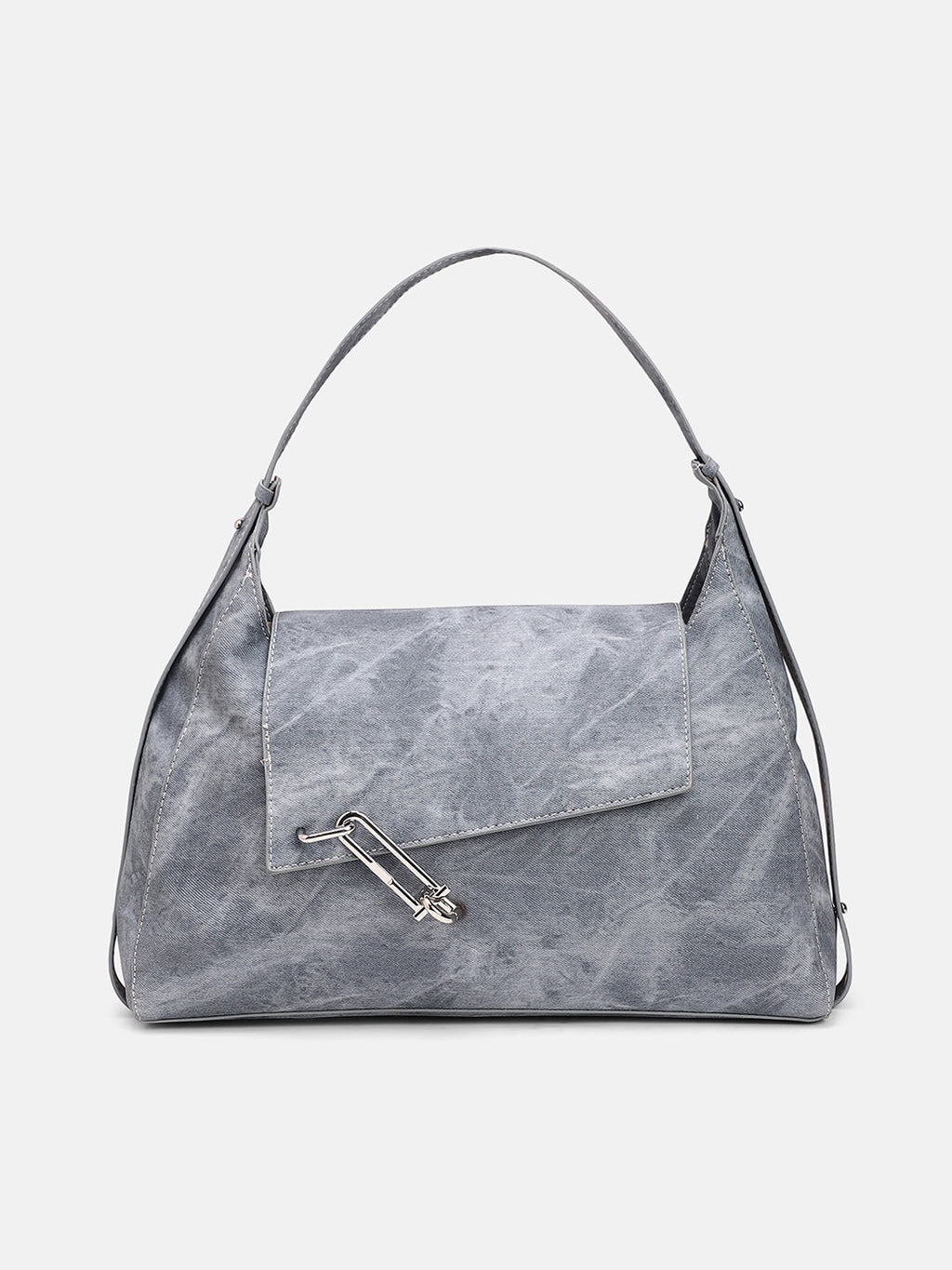 The Large Slant-Flap Hobo Bag - Icy Blue