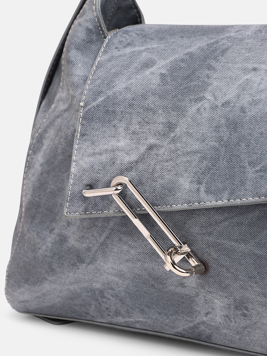 The Large Slant-Flap Hobo Bag - Icy Blue