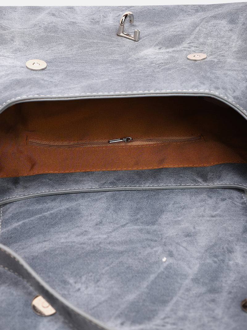 The Large Slant-Flap Hobo Bag - Icy Blue