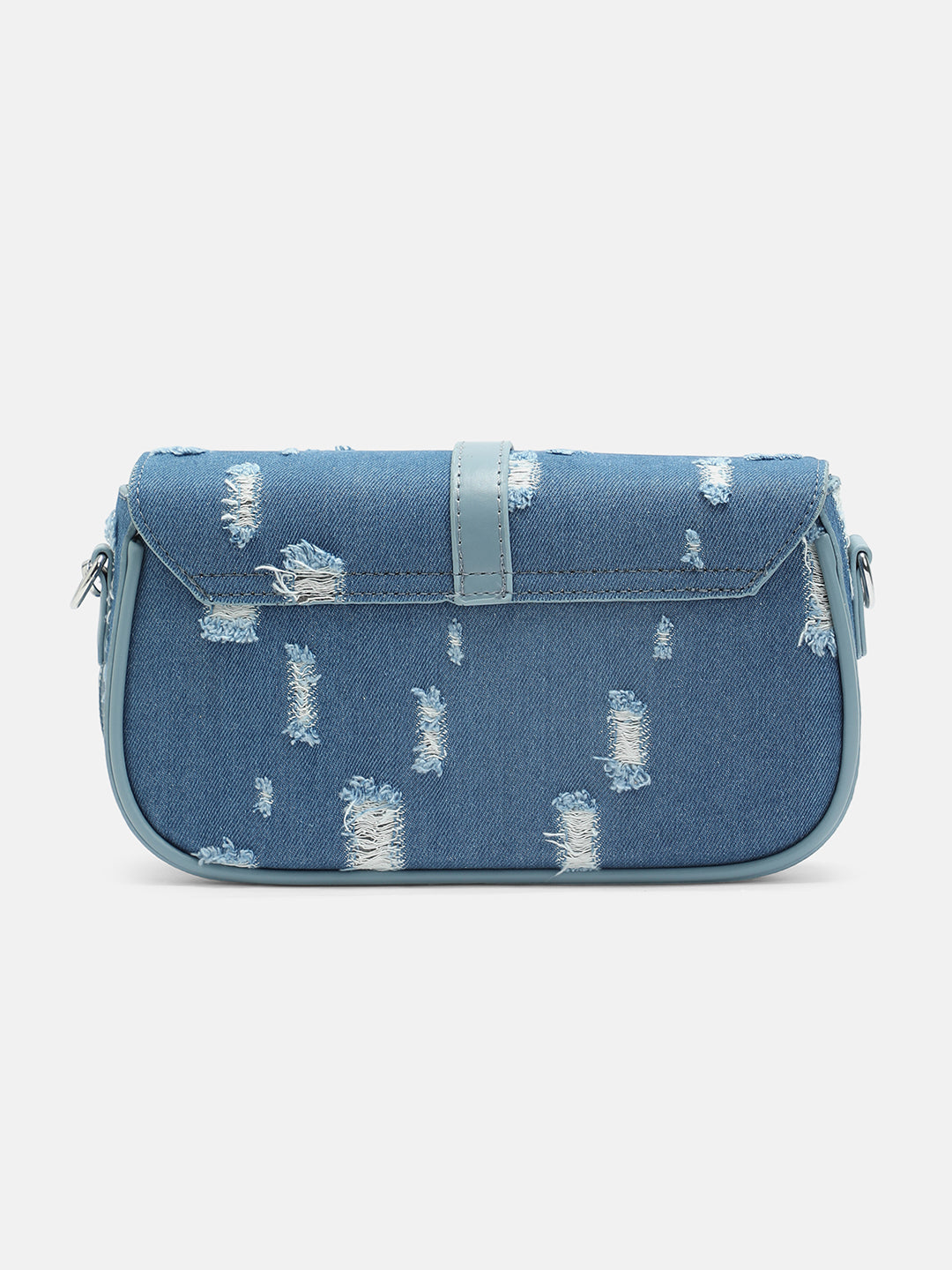 The Denim-Structured Sling Bag With Pouch - Indigo Blue