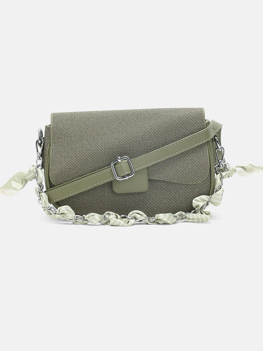 The Ribbed Curve Hand Bag - Olive Green