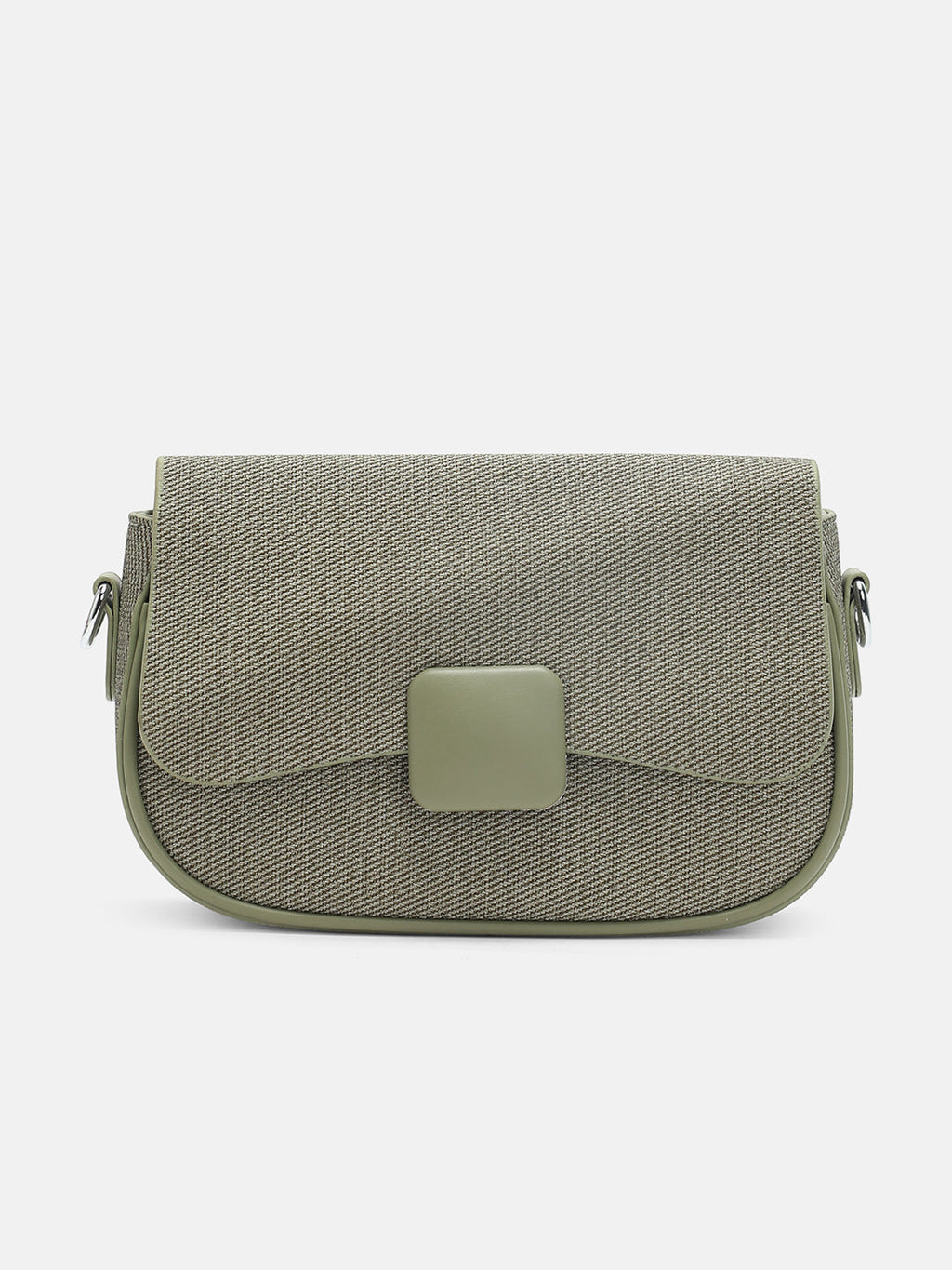 The Ribbed Curve Hand Bag - Olive Green
