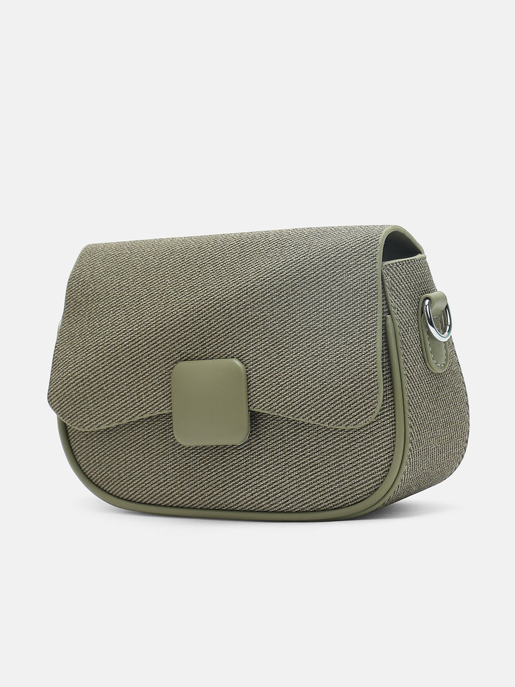 The Ribbed Curve Hand Bag - Olive Green