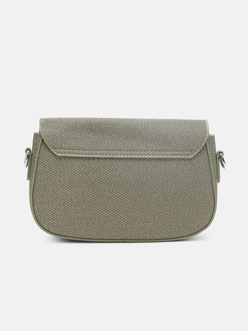 The Ribbed Curve Hand Bag - Olive Green