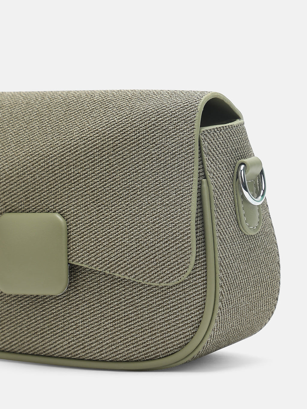 The Ribbed Curve Hand Bag - Olive Green