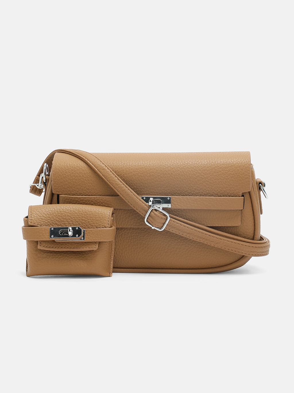 The Overlap-Curve Sling Bag With Pouch - Tan Brown